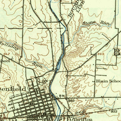 United States Geological Survey Greenfield, OH (1917, 62500-Scale) digital map