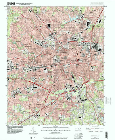 United States Geological Survey Greensboro, NC (1997, 24000-Scale) digital map