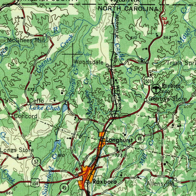 United States Geological Survey Greensboro, NC-VA (1954, 250000-Scale) digital map
