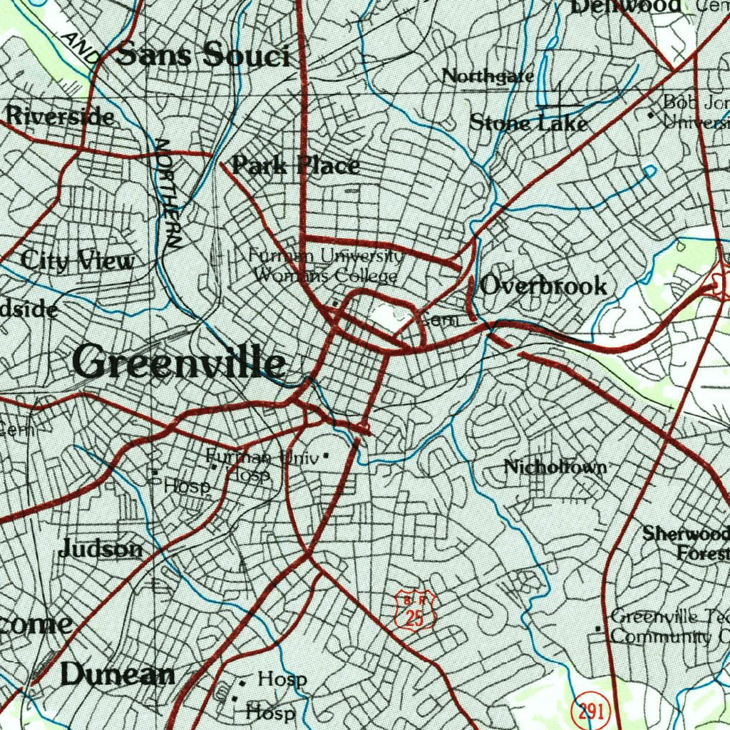 Greenville, SC (1984, 100000-Scale) Map by United States Geological ...