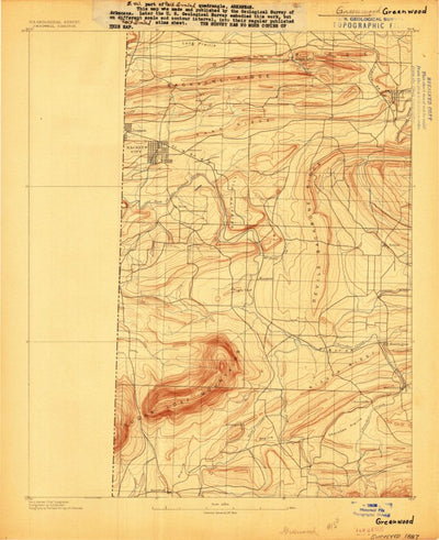 United States Geological Survey Greenwood, AR-OK (1887, 62500-Scale) digital map