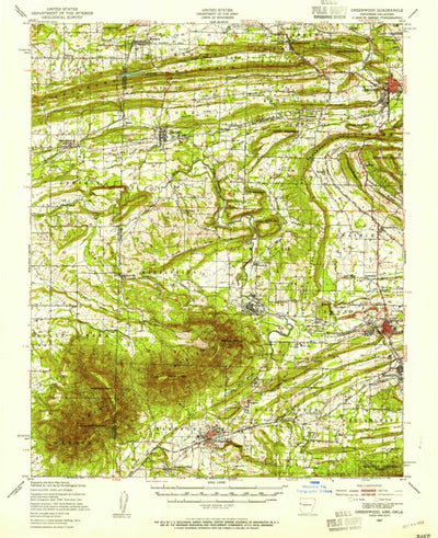 United States Geological Survey Greenwood, AR-OK (1947, 62500-Scale) digital map