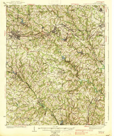 United States Geological Survey Greer, SC (1938, 62500-Scale) digital map