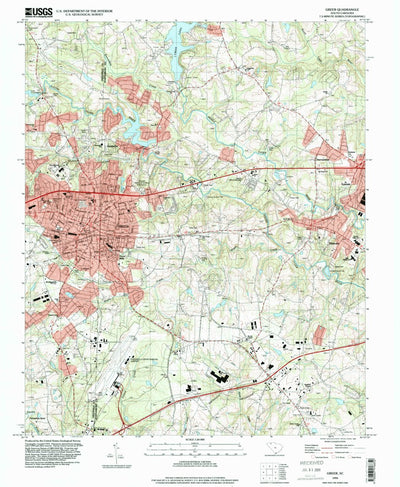 United States Geological Survey Greer, SC (1994, 24000-Scale) digital map