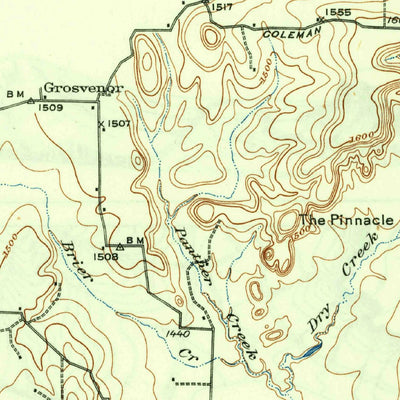 United States Geological Survey Grosvenor, TX (1927, 62500-Scale) digital map