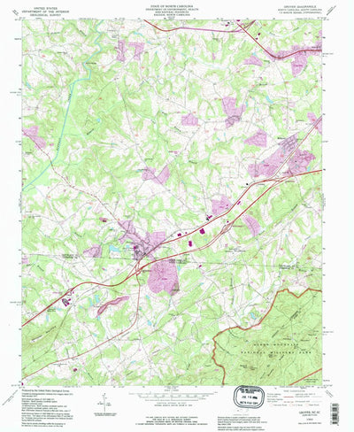 United States Geological Survey Grover, NC-SC (1993, 24000-Scale) digital map
