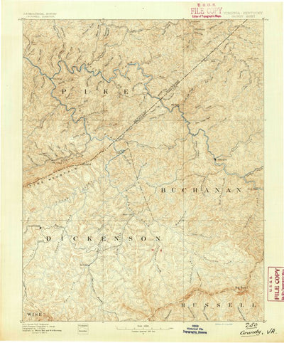 United States Geological Survey Grundy, VA-KY (1890, 125000-Scale) digital map