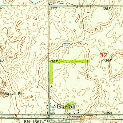 United States Geological Survey Guelph, ND (1955, 24000-Scale) digital map