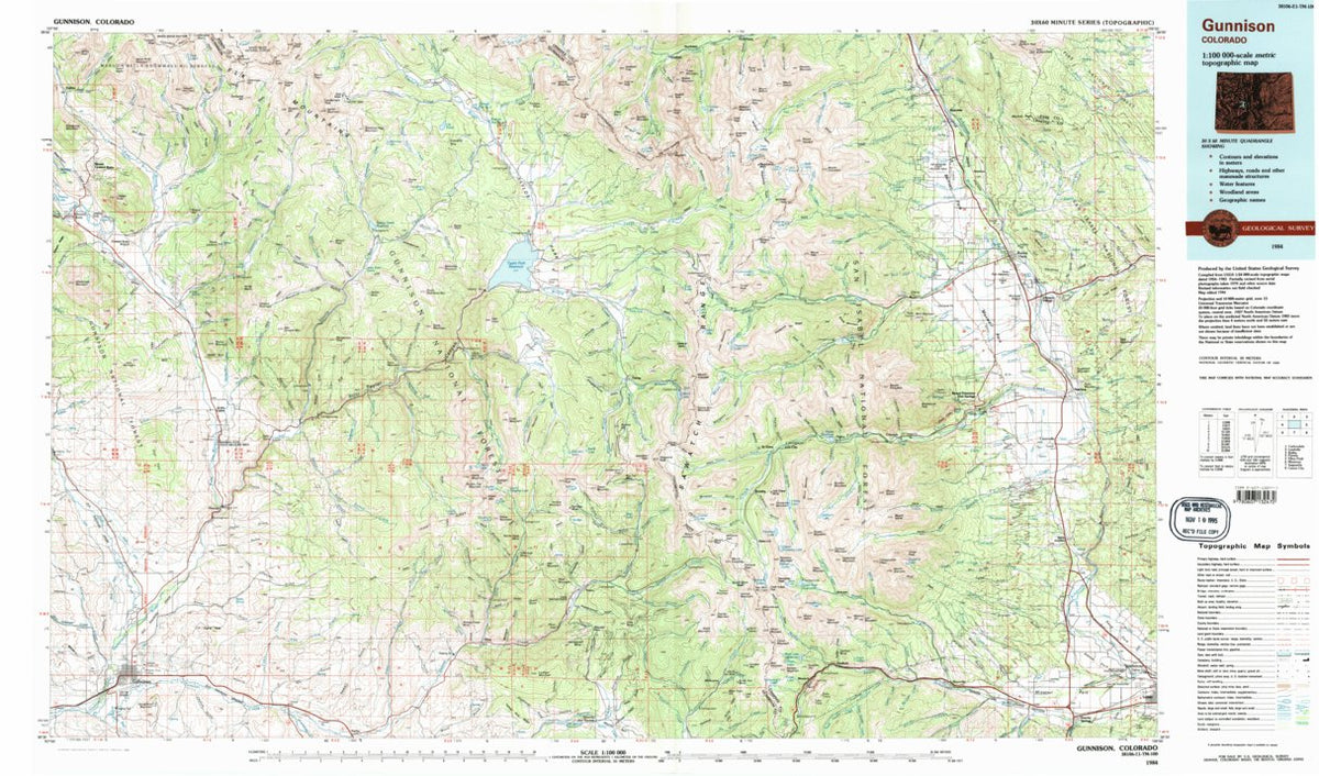 Gunnison, CO (1984, 100000-Scale) Map by United States Geological ...