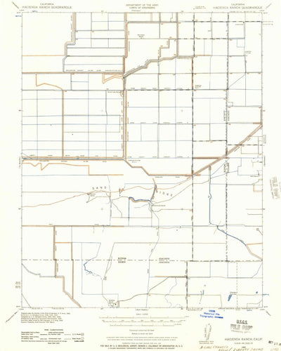 United States Geological Survey Hacienda Ranch, CA (1942, 62500-Scale) digital map