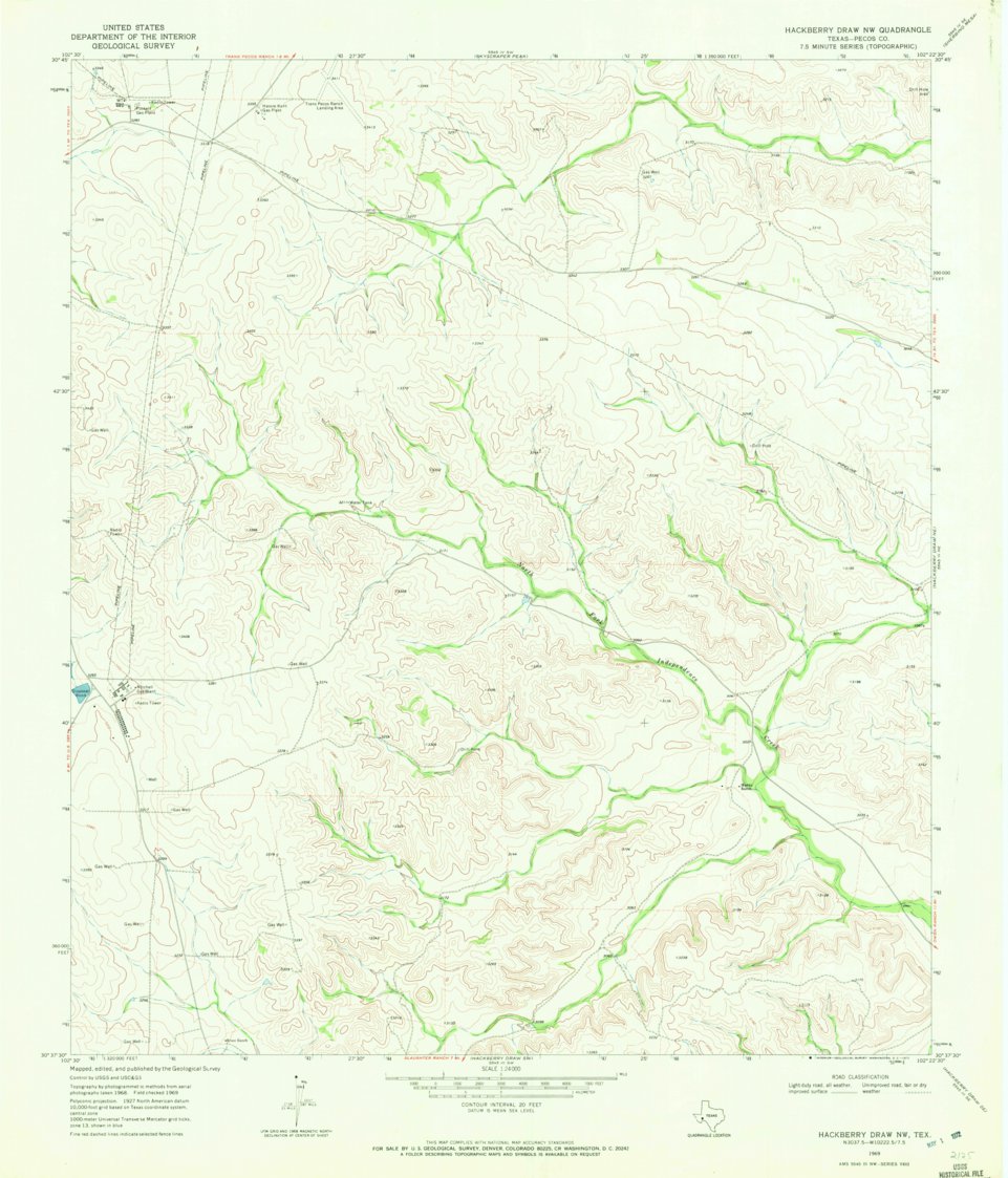 Hackberry Field Geologic Map Hackberry Draw NW, TX (1969, 24000-Scale) Map by United States ...
