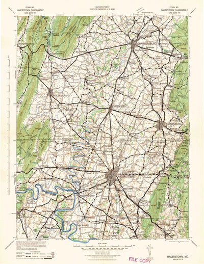 United States Geological Survey Hagerstown, MD-PA-WV (1942, 125000-Scale) digital map