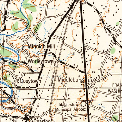 United States Geological Survey Hagerstown, MD-PA-WV (1942, 125000-Scale) digital map