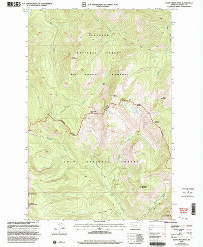 United States Geological Survey Hahn Creek Pass, MT (1999, 24000-Scale) digital map