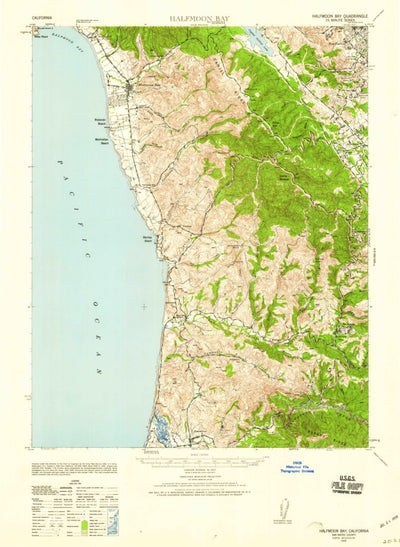 United States Geological Survey Half Moon Bay, CA (1940, 62500-Scale) digital map