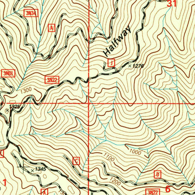United States Geological Survey Halfway Ridge, CA (1998, 24000-Scale) digital map