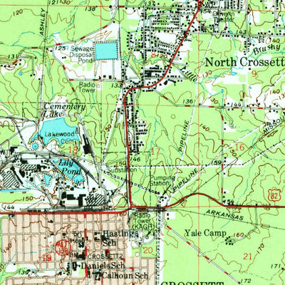 United States Geological Survey Hamburg, AR-LA (1978, 62500-Scale) digital map