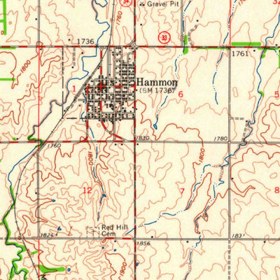United States Geological Survey Hammon, OK (1960, 62500-Scale) digital map