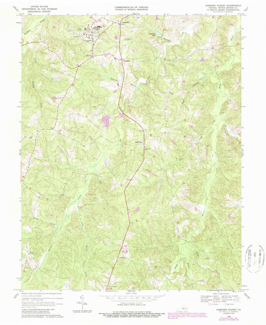 Hampden Sydney, VA (1968, 24000-Scale) Map by United States Geological ...