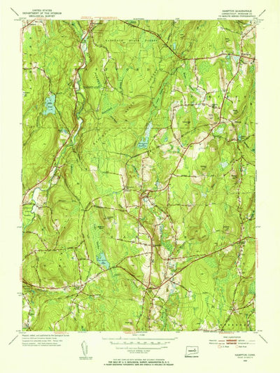 United States Geological Survey Hampton, CT (1953, 31680-Scale) digital map