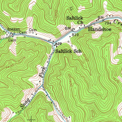United States Geological Survey Handshoe, KY (1954, 24000-Scale) digital map