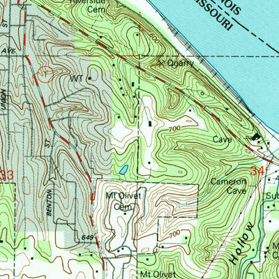 United States Geological Survey Hannibal East, MO-IL (1993, 24000-Scale) digital map