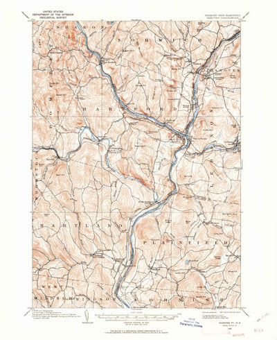United States Geological Survey Hanover, VT-NH (1906, 62500-Scale) digital map