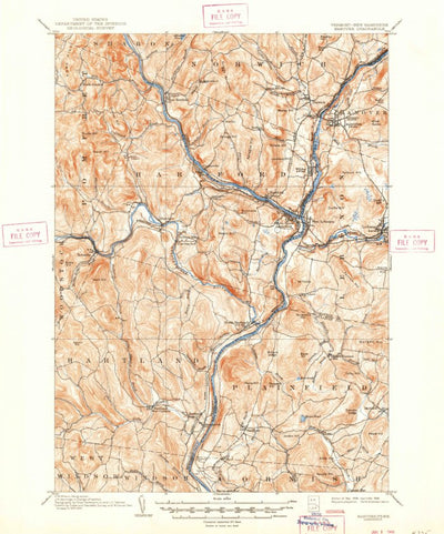 United States Geological Survey Hanover, VT-NH (1908, 62500-Scale) digital map