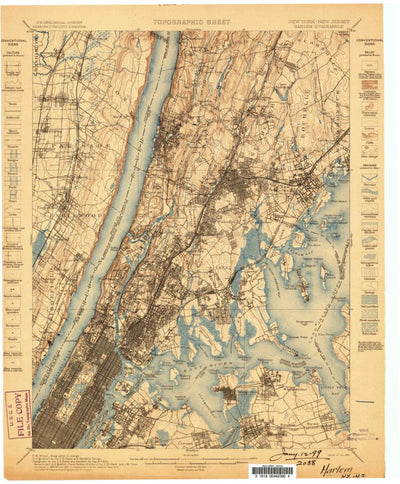 United States Geological Survey Harlem, NY-NJ (1898, 62500-Scale) digital map