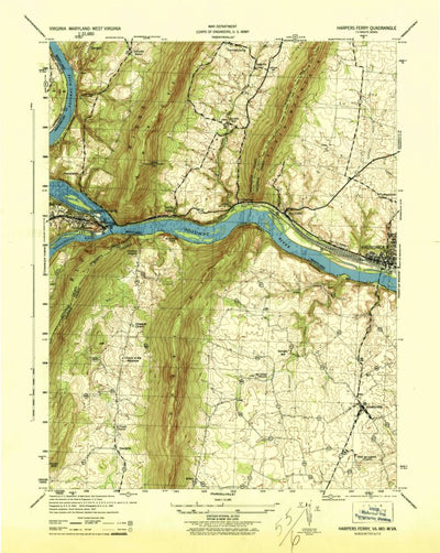 United States Geological Survey Harpers Ferry, WV-VA-MD (1944, 31680-Scale) digital map