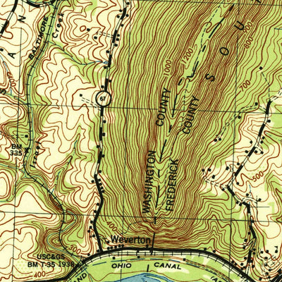 United States Geological Survey Harpers Ferry, WV-VA-MD (1944, 31680-Scale) digital map