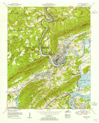 United States Geological Survey Harriman, TN (1952, 24000-Scale) digital map