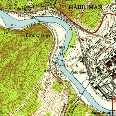 United States Geological Survey Harriman, TN (1952, 24000-Scale) digital map