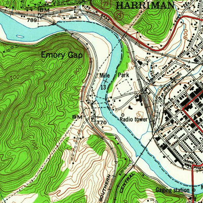 United States Geological Survey Harriman, TN (1953, 24000-Scale) digital map