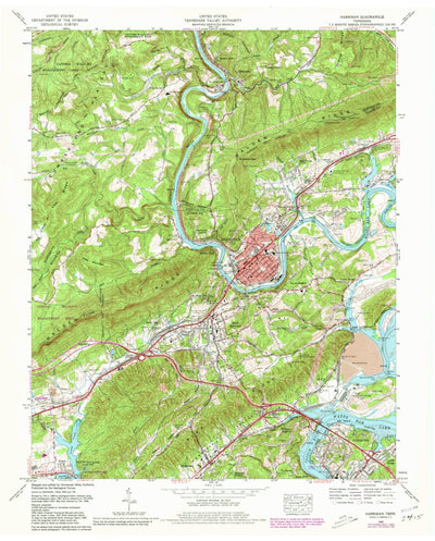 United States Geological Survey Harriman, TN (1968, 24000-Scale) digital map