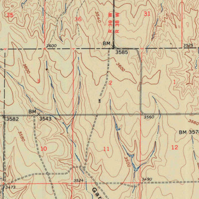 United States Geological Survey Harris Draw, KS (1959, 62500-Scale) digital map