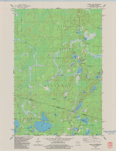 United States Geological Survey Harris Lake, WI-MI (1982, 24000-Scale) digital map