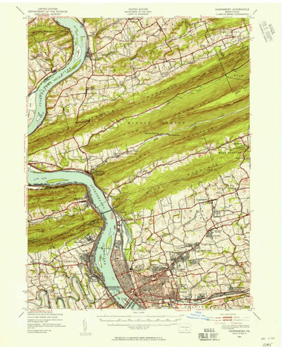 United States Geological Survey Harrisburg, PA (1943, 62500-Scale) digital map