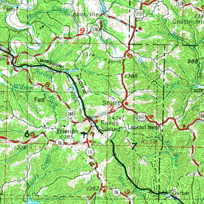 United States Geological Survey Harrison, AR-MO (1958, 250000-Scale) digital map