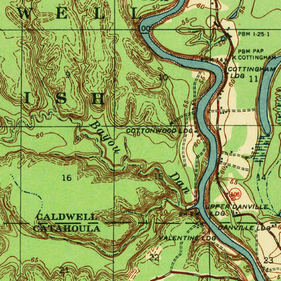 United States Geological Survey Harrisonburg, LA (1941, 62500-Scale) digital map