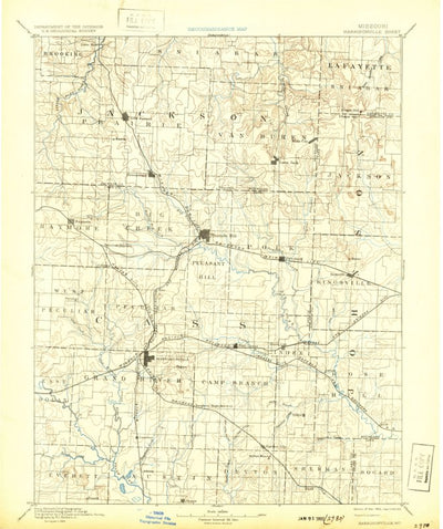 United States Geological Survey Harrisonville, MO (1892, 125000-Scale) digital map