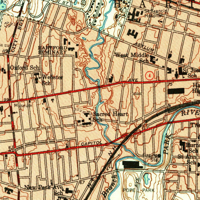 United States Geological Survey Hartford North, CT (1952, 31680-Scale) digital map