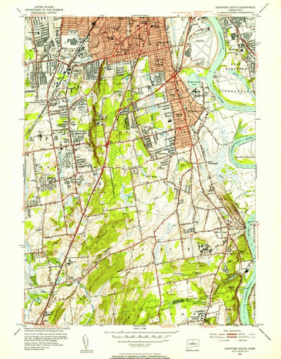 United States Geological Survey Hartford South, CT (1952, 31680-Scale) digital map