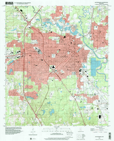 United States Geological Survey Hattiesburg, MS (1996, 24000-Scale) digital map