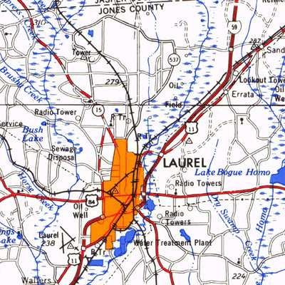 United States Geological Survey Hattiesburg, MS-AL-LA (1984, 250000-Scale) digital map