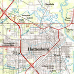 United States Geological Survey Hattiesburg, MS-LA (1984, 100000-Scale) digital map