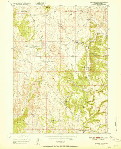 United States Geological Survey Haushar Ranch, WY (1951, 24000-Scale) digital map