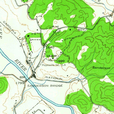 United States Geological Survey Hayesville, NC (1937, 24000-Scale) digital map