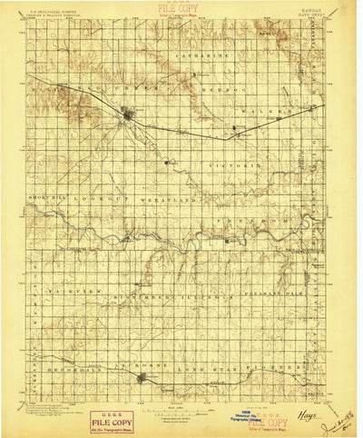 United States Geological Survey Hays, KS (1896, 125000-Scale) digital map