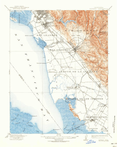 United States Geological Survey Hayward, CA (1915, 62500-Scale) digital map